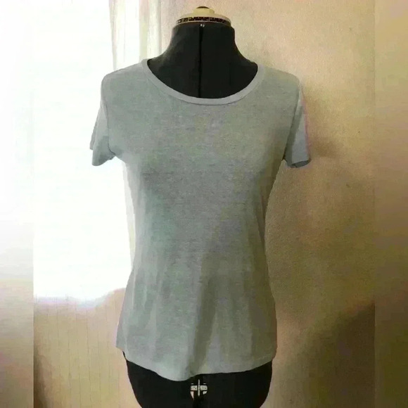 Basic light blue cotton short sleeve crew t-shirt M - Picture 2 of 8